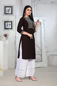 zokhi Rayon Embroidery Kurta with Plazza Set for Women's-thumb2