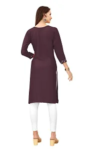 zokhi Women's Rayon Mirror Work Straight Kurti with Zigzag Design, Kurti for Women, Mirror Work Kurti-thumb1