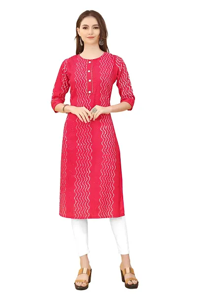 zokhi Women's Chanderi Batik Laheriya Print Straight Stitched Kurti_(Sequence Work)