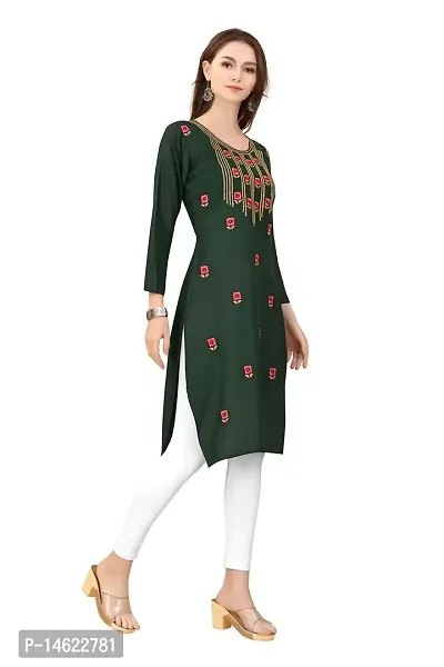 zokhi Women's Embroidered Rayon Straight Kurti-thumb4