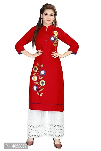 Stylish Red Regular Kurtas For Women-thumb0