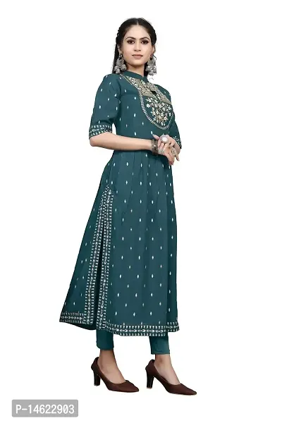 zokhi Womens Rayon Embroidered Collar Neck Kurta-thumb2