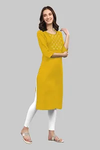 zokhi Womens Viscose Rayon Mirror Work Solid Design Straight Casual Kurti-thumb3