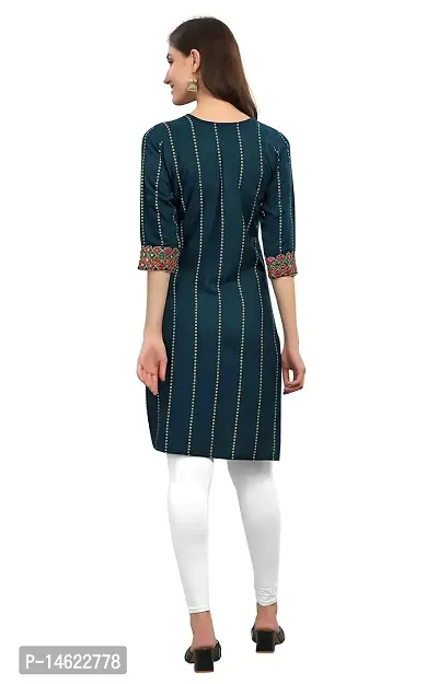 zokhi Women's Ethnic and Festival wear Rayon Straight Heavy Mirror Work Kurti for Women, Kurti for Women, Mirror Work Kurti-thumb2