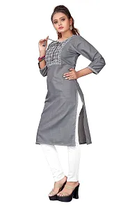 zokhi Womens Cotton Blend Mirror Work Casual Kurti-thumb3