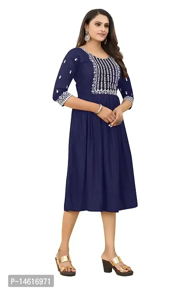 zokhi Women's Embroidered Rayon Straight Kurti-thumb3