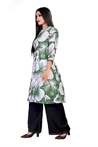 zokhi Women's Cotton Flower Printed A-line Kurta with Black Plazzo-thumb2