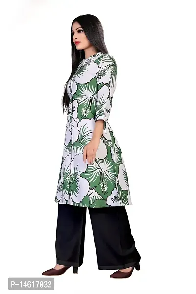 zokhi Women's Cotton Flower Printed A-line Kurta with Black Plazzo-thumb3