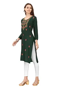 zokhi Women's Embroidered Rayon Straight Kurti-thumb2