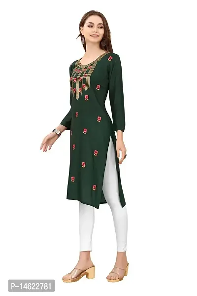 zokhi Women's Embroidered Rayon Straight Kurti-thumb3