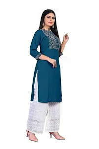 Beautiful Blue Rayon Regular Kurtas For Women-thumb3