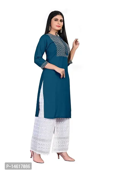 Beautiful Blue Rayon Regular Kurtas For Women-thumb4