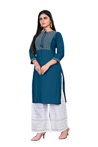 Beautiful Blue Rayon Regular Kurtas For Women-thumb2