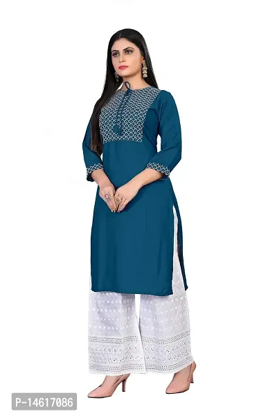 Beautiful Blue Rayon Regular Kurtas For Women-thumb3