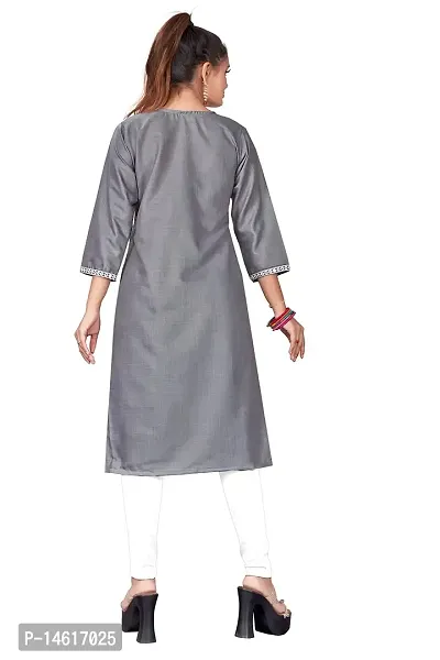 zokhi Womens Cotton Blend Mirror Work Casual Kurti-thumb3