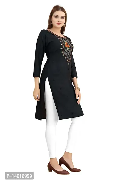 zokhi Women's Embroidered Rayon Straight Kurti for Women-thumb3