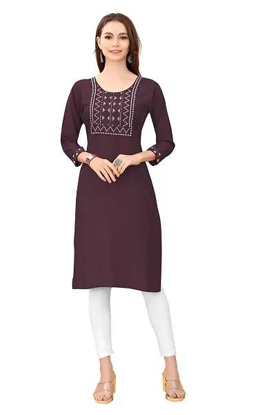 Stylish Rayon Straight Mirror Work Kurti