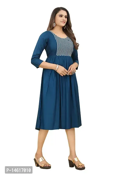 zokhi Women's Embroidered Rayon Straight Kurti-thumb3