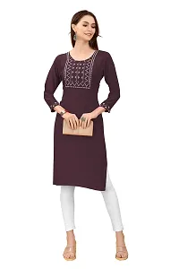 zokhi Women's Rayon Mirror Work Straight Kurti with Zigzag Design, Kurti for Women, Mirror Work Kurti-thumb3