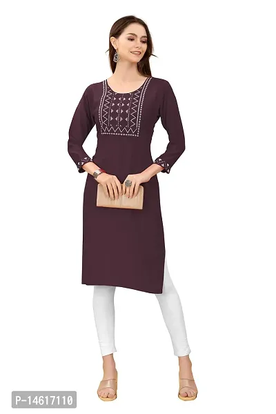 zokhi Women's Rayon Mirror Work Straight Kurti with Zigzag Design, Kurti for Women, Mirror Work Kurti-thumb4