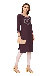 zokhi Women's Rayon Mirror Work Straight Kurti with Zigzag Design, Kurti for Women, Mirror Work Kurti-thumb2