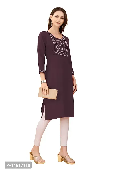 zokhi Women's Rayon Mirror Work Straight Kurti with Zigzag Design, Kurti for Women, Mirror Work Kurti-thumb3