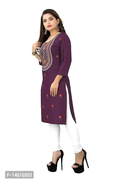 zokhi Fashion Women's Floral Embroidered Work Rayon Straight Kurti for Women-thumb3