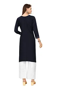 zokhi Womens Viscose Rayon Mirror Work Embroidered Design Straight Casual Kurti with Plazzo, Kurti for Women, Mirror Work Kurti-thumb1