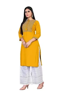 Yellow Rayon Regular Kurtas For Women-thumb2