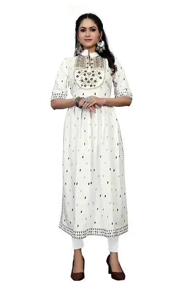 Stylish Rayon Embroidered Straight Kurtis