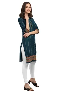 zokhi Women's Ethnic and Festival wear Rayon Straight Heavy Mirror Work Kurti for Women, Kurti for Women, Mirror Work Kurti-thumb3