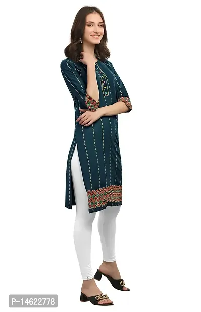 zokhi Women's Ethnic and Festival wear Rayon Straight Heavy Mirror Work Kurti for Women, Kurti for Women, Mirror Work Kurti-thumb4