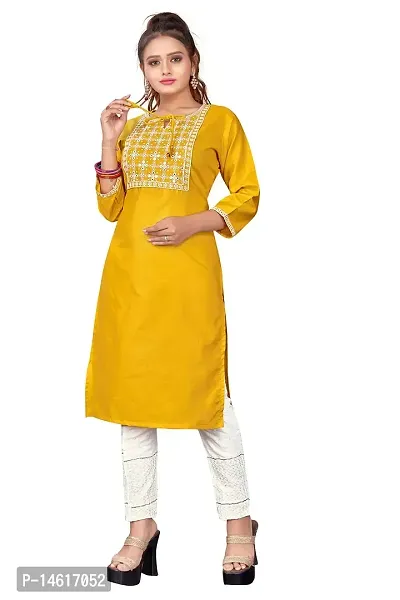 zokhi Womens Cotton Blend Embroidered Kurta and Pant with Sequance Work