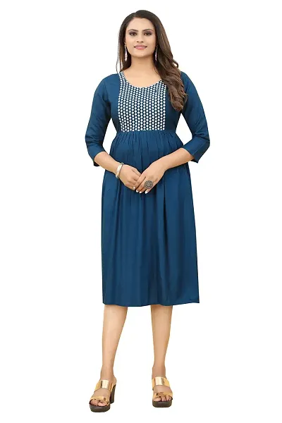 Stylish Rayon Straight Embroidered Kurti