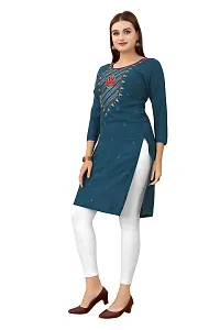 zokhi Women's Embroidered Rayon Straight Kurti for Women-thumb2