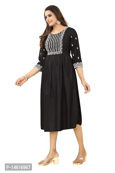 zokhi Women's Embroidered Rayon Straight Kurti-thumb4