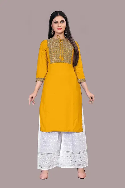 Stylish Rayon Embroidered Straight Kurtis