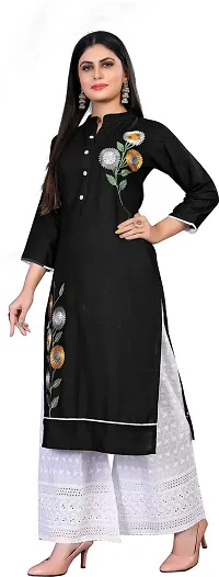 Black Rayon Regular Kurtas For Women-thumb3