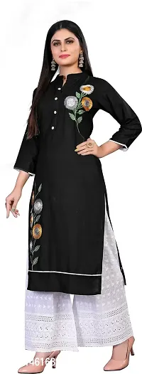 Black Rayon Regular Kurtas For Women-thumb4