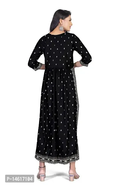 zokhi Women's Rayon New Trend Flared Embroidery A-line Stiched Kurta for Women's-thumb2