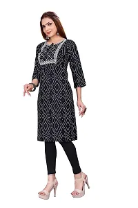 zokhi Womens Rayon Printed Casual Kurti (Medium, Black)-thumb3