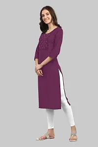 zokhi Womens Viscose Rayon Mirror Work Solid Design Straight Casual Kurti-thumb2