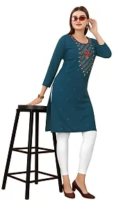 zokhi Women's Embroidered Rayon Straight Kurti for Women-thumb3