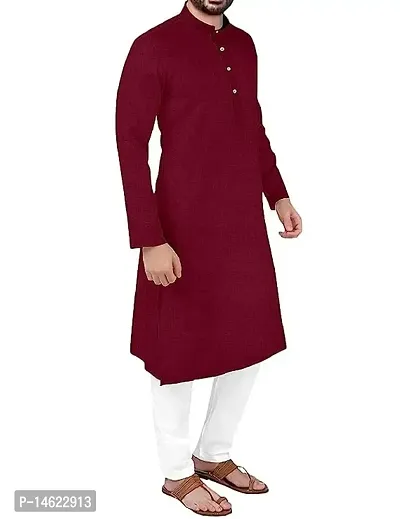 zokhi Ethnic Mandarin Collar with Full Sleeves Men's Kurta with White Payjama for Festival, Wedding, Party-thumb4