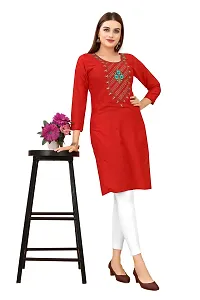 zokhi Women's Embroidered Rayon Straight Kurti for Women-thumb3