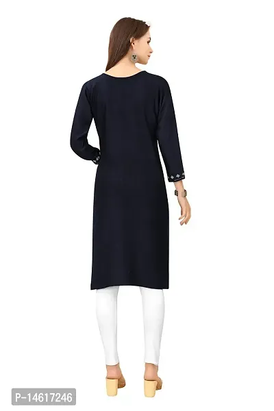 zokhi Womens Viscose Rayon Mirror Work Straight Casual Kurti-thumb2