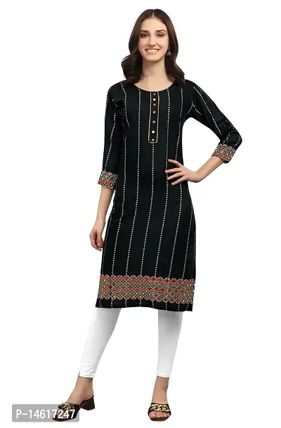 zokhi Women's Ethnic and Festival wear Rayon Straight Heavy Mirror Work Kurti for Women, Kurti for Women, Mirror Work Kurti