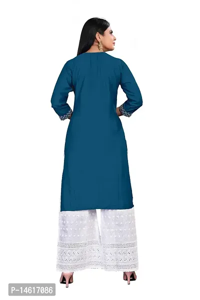 Beautiful Blue Rayon Regular Kurtas For Women-thumb2