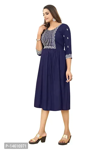 zokhi Women's Embroidered Rayon Straight Kurti-thumb4