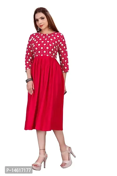 zokhi Women's Rayon Embroidered Flared Kurti-thumb4